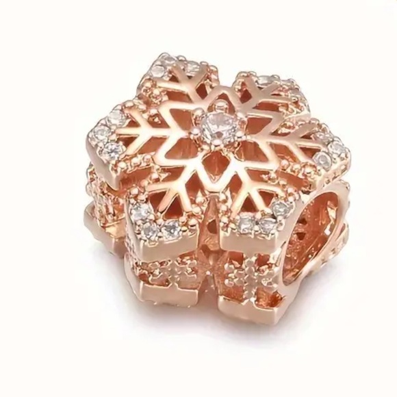 CHARM Jewelry - S925 Dazzling Snowflake Charm Rose Gold Pandora Style